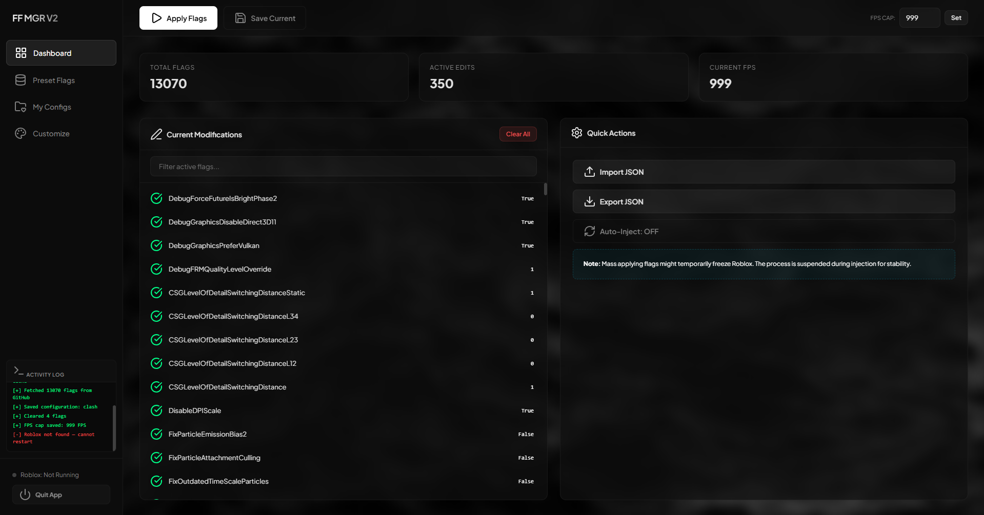 Fastflag Manager V2 Interface