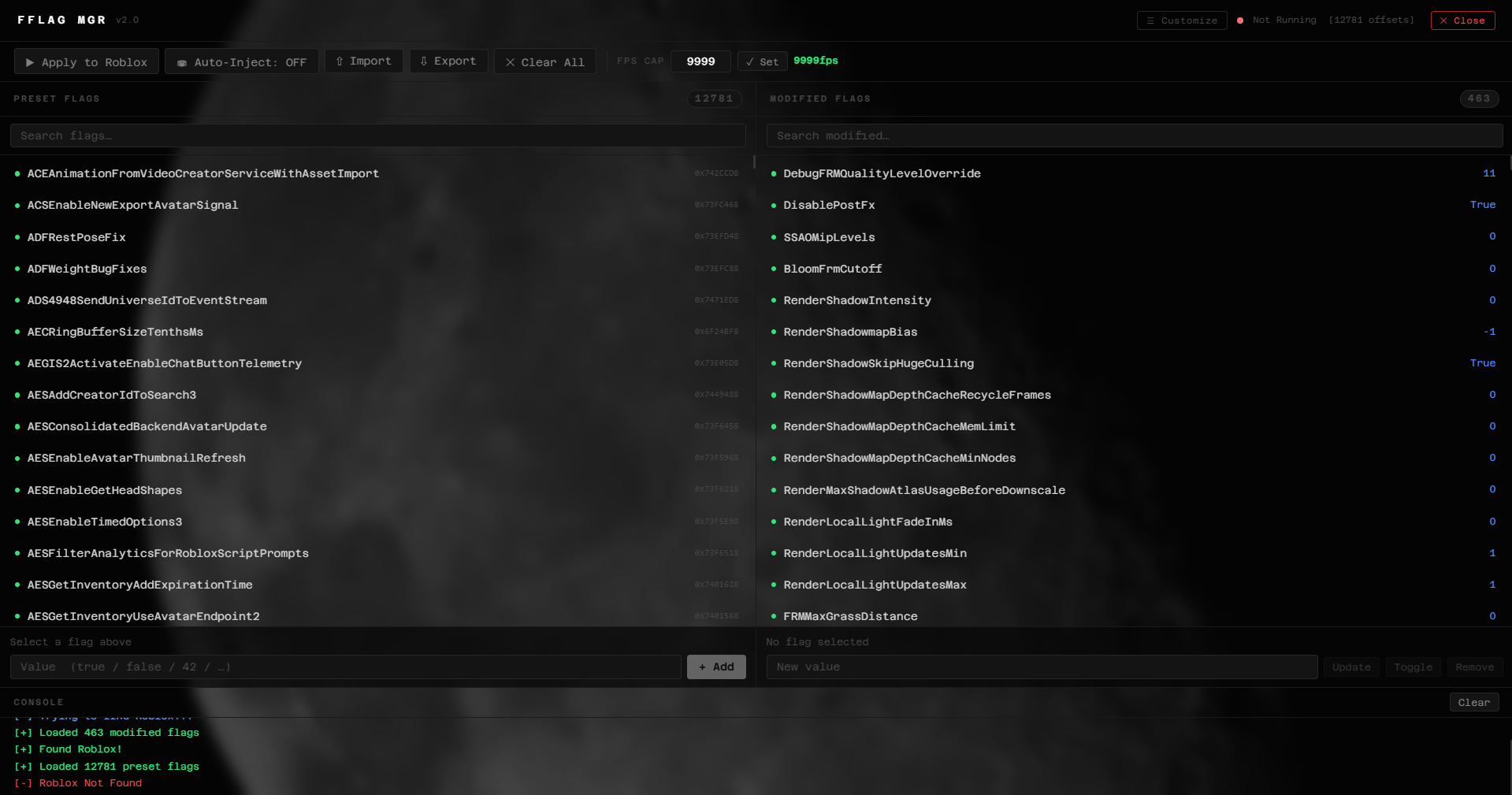 Flag Manager Interface